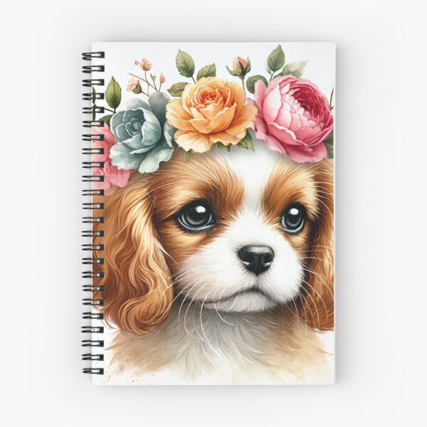 Item preview, Adorable Cavalier King puppy with colorful flower crown. designed and sold by toypoodlemom.