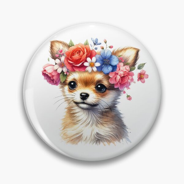 Item preview, Adorable Chihuahua puppy wearing colorful flower crown. designed and sold by toypoodlemom.
