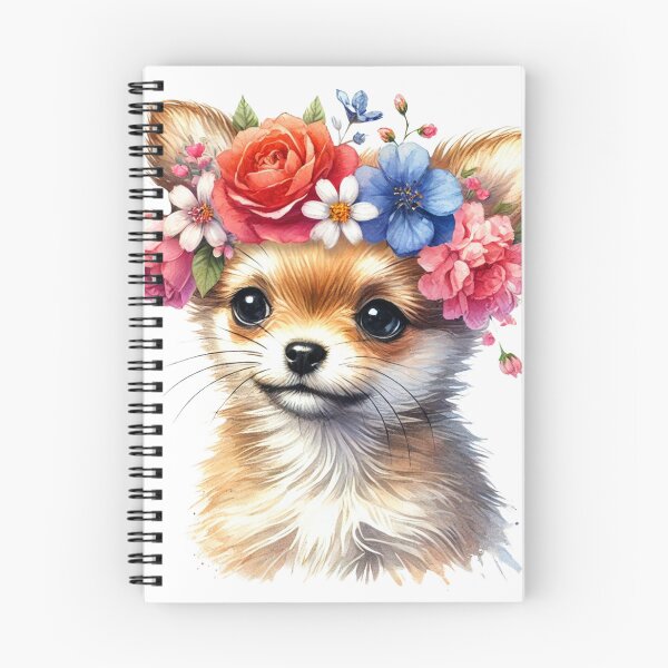 Item preview, Adorable Chihuahua puppy wearing colorful flower crown. designed and sold by toypoodlemom.