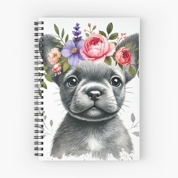 Item preview, Adorable Frenchie puppy with colorful flower crown. designed and sold by toypoodlemom.
