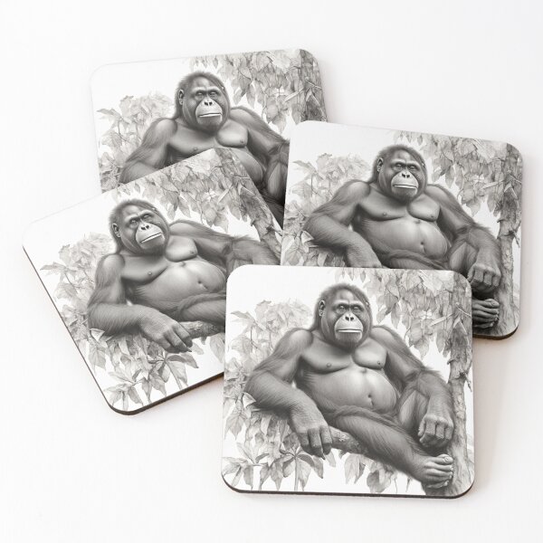 Item preview, Black and White Orangutan Pencil Drawing designed and sold by Pencil-Art.