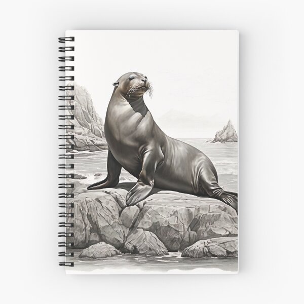 Item preview, Black and White Sea Lion Pencil Drawing designed and sold by Pencil-Art.