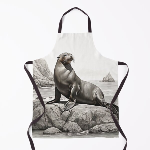 Item preview, Black and White Sea Lion Pencil Drawing designed and sold by Pencil-Art.