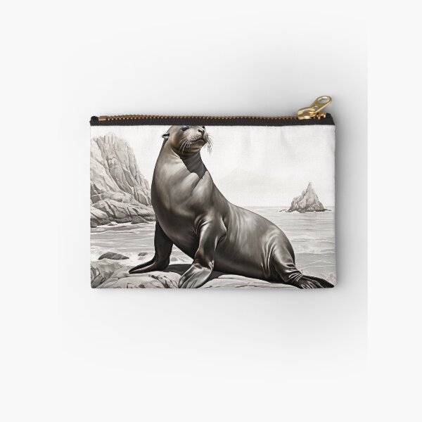Item preview, Black and White Sea Lion Pencil Drawing designed and sold by Pencil-Art.