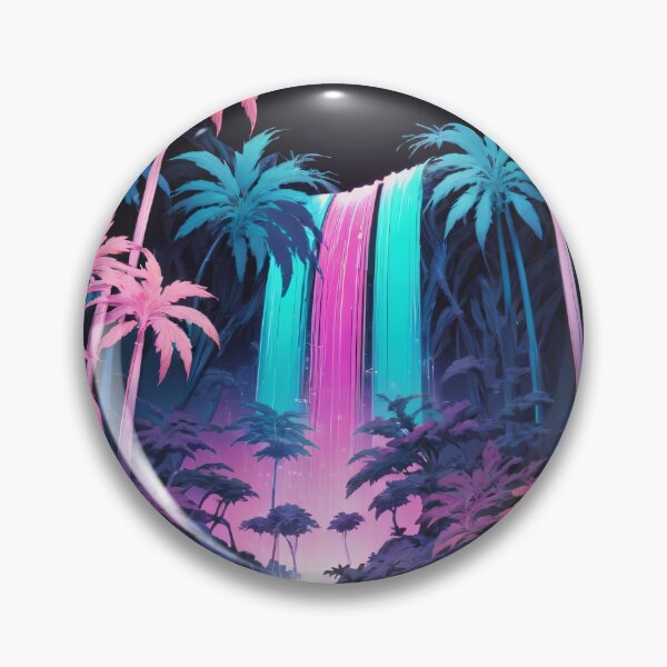 Item preview, Neon Jungle Waterfall: 80s Electric Paradise designed and sold by Slick-Waffles.