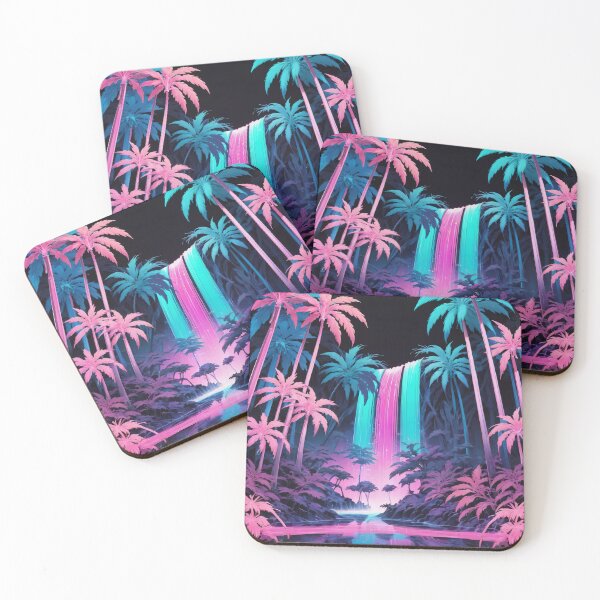 Item preview, Neon Jungle Waterfall: 80s Electric Paradise designed and sold by Slick-Waffles.