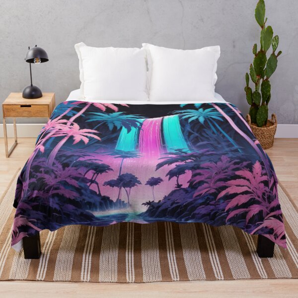 Item preview, Neon Jungle Waterfall: 80s Electric Paradise designed and sold by Slick-Waffles.