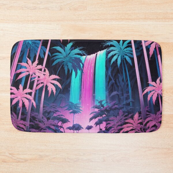 Item preview, Neon Jungle Waterfall: 80s Electric Paradise designed and sold by Slick-Waffles.