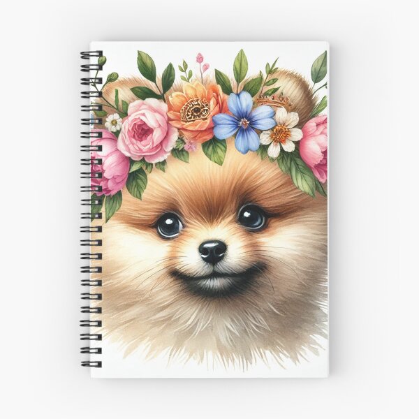 Item preview, Adorable Pomeranian puppy with colorful flower crown designed and sold by toypoodlemom.