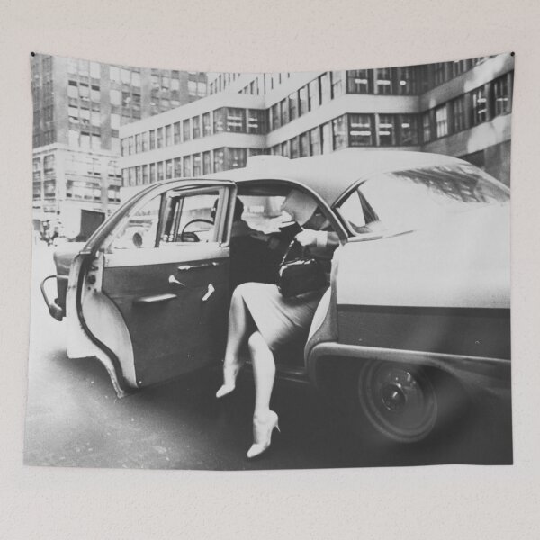 Item preview, Yellow taxi, vintage New York street scene black and white photograph designed and sold by Jéanpaul  Ferro.
