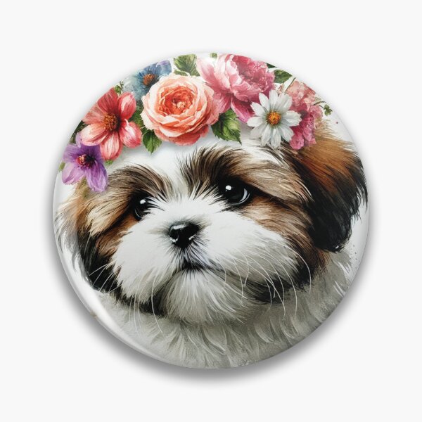 Item preview, Adorable Shih Tzu puppy with colorful flower crown designed and sold by toypoodlemom.