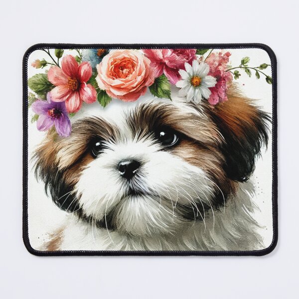 Item preview, Adorable Shih Tzu puppy with colorful flower crown designed and sold by toypoodlemom.