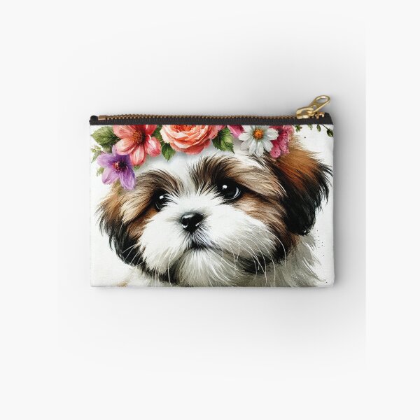 Item preview, Adorable Shih Tzu puppy with colorful flower crown designed and sold by toypoodlemom.