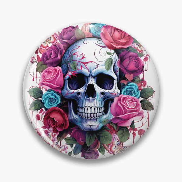 Item preview, Fantasy skull with flowers and butterflies designed and sold by LoneAngel.
