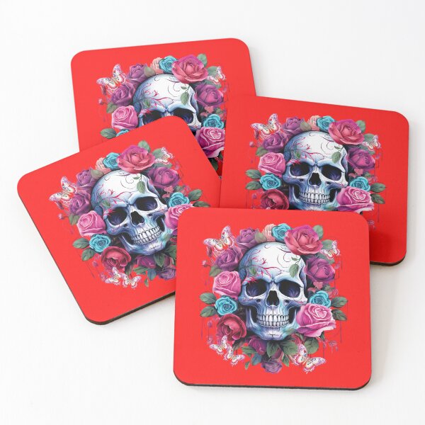 Item preview, Fantasy skull with flowers and butterflies designed and sold by LoneAngel.