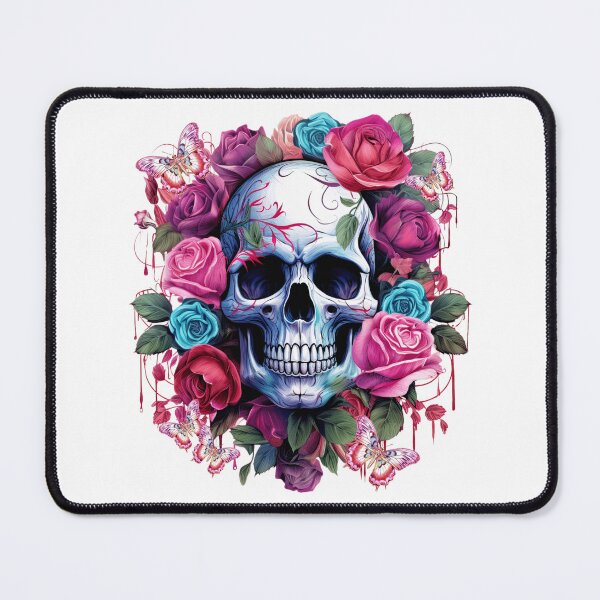 Item preview, Fantasy skull with flowers and butterflies designed and sold by LoneAngel.