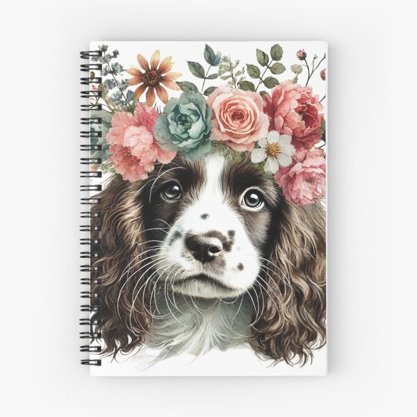 Item preview, Elegant Springer Spaniel puppy with colorful flower crown designed and sold by toypoodlemom.