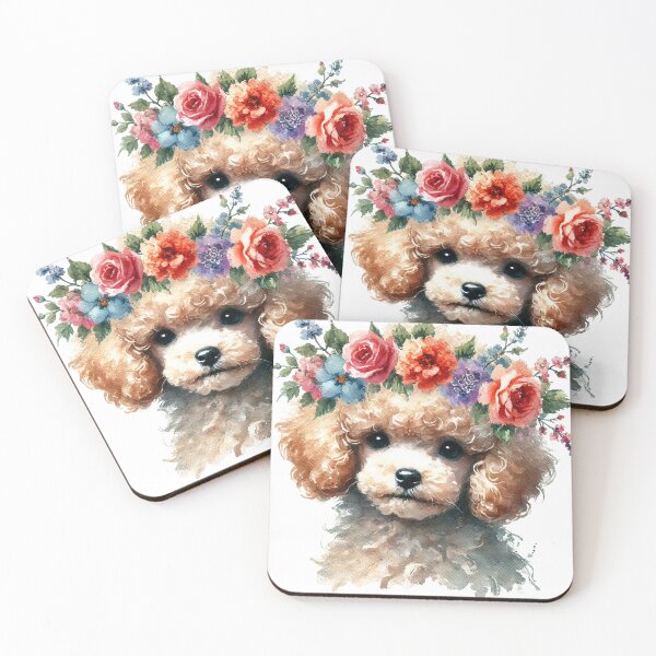Item preview, Adorable Toy Poodle puppy with colorful flower crown designed and sold by toypoodlemom.
