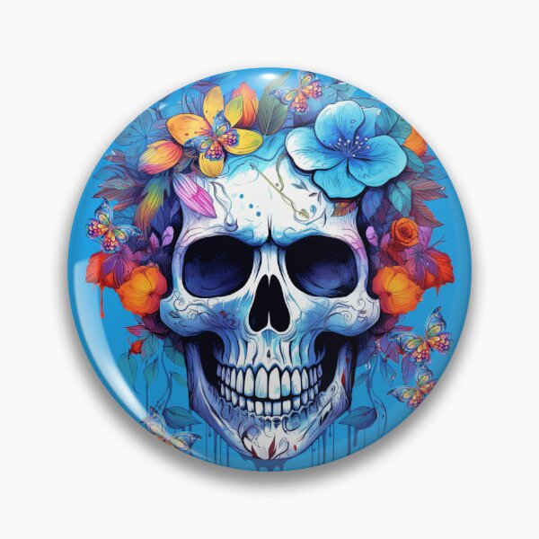 Item preview, Magical skull with flowers and fantasy butterflies designed and sold by LoneAngel.