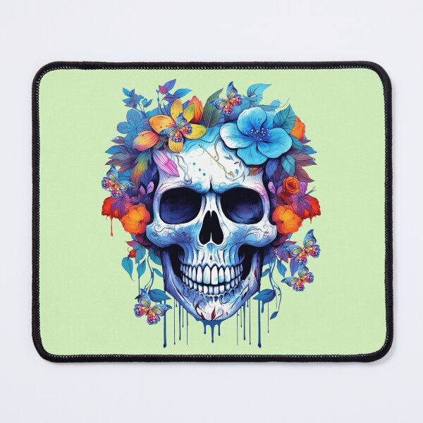 Item preview, Magical skull with flowers and fantasy butterflies designed and sold by LoneAngel.