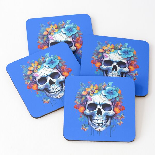 Item preview, Magical skull with flowers and fantasy butterflies designed and sold by LoneAngel.