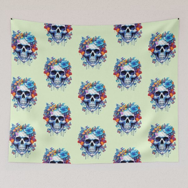 Item preview, Magical skull with flowers and fantasy butterflies designed and sold by LoneAngel.