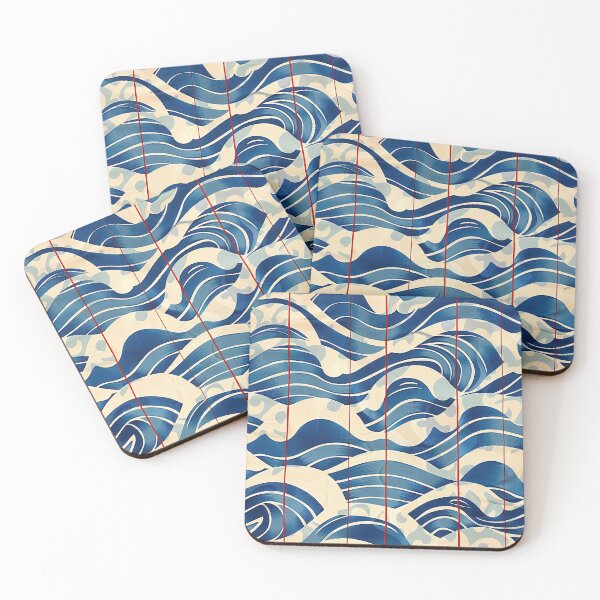 Item preview, Japanese Waves with red line designed and sold by Meeheemaha.