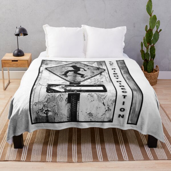 Item preview, The Only Right Direction, monochromatic skateboarding graphics, black and white skateboard, the road sign designed and sold by silent-violin.