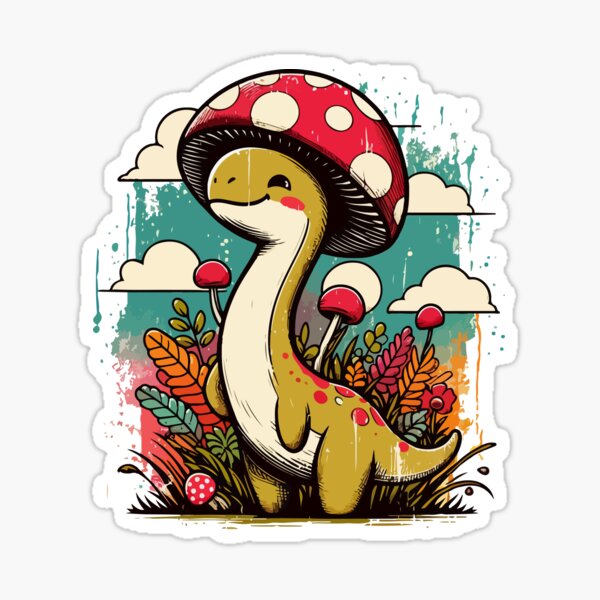 Artikel-Vorschau von Kawaii einfacher Pilzhut Dinosaurier Brontosaurus 7, designt und verkauft von TomFrontierArt.