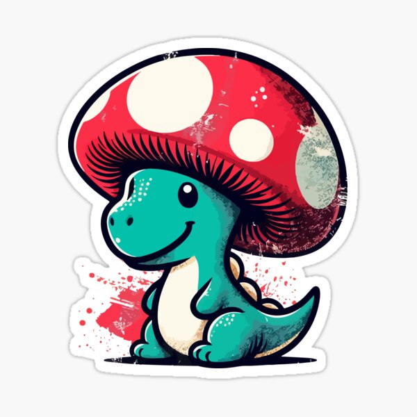 Artikel-Vorschau von Kawaii einfacher Pilzhut Dinosaurier Tyranosaurus, designt und verkauft von TomFrontierArt.