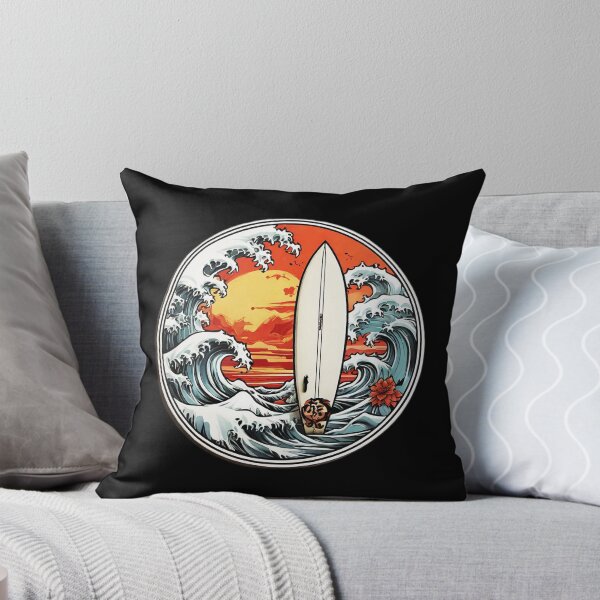 Item preview, Katsushika Hokusai Wave and Hawaii Surfboard at Sunset designed and sold by NautiChic.