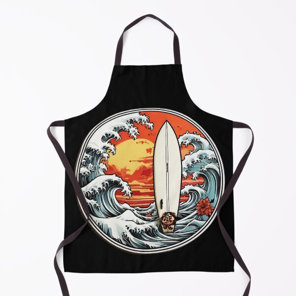 Item preview, Katsushika Hokusai Wave and Hawaii Surfboard at Sunset designed and sold by NautiChic.