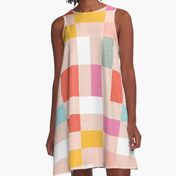 Colourful and Playful Chequered Summer Plaid Pattern  A-Line Dress