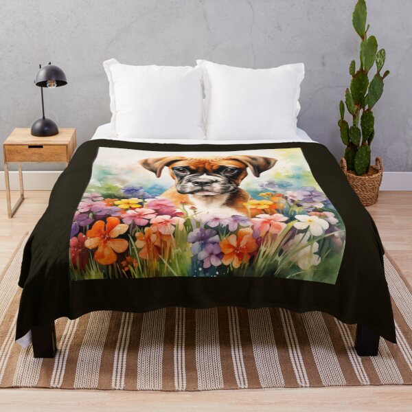 Item preview, Boxer Puppy with Flowers designed and sold by Samuelsboro.