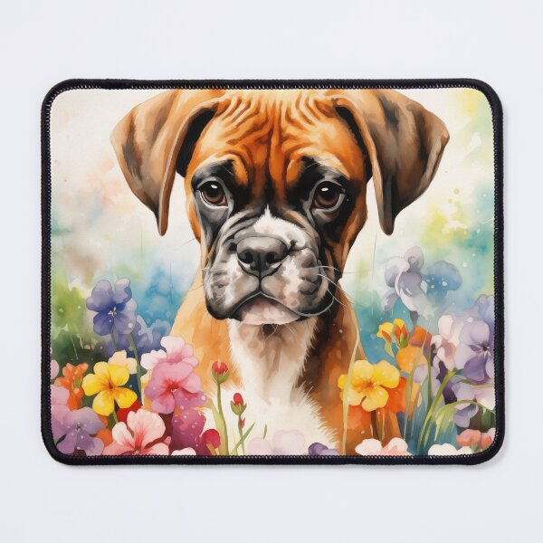 Item preview, Boxer Puppy with Flowers designed and sold by Samuelsboro.