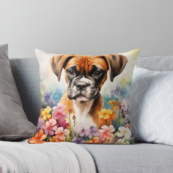 Item preview, Boxer Puppy with Flowers designed and sold by Samuelsboro.