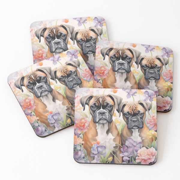 Item preview, Boxer Puppies with Flowers designed and sold by Samuelsboro.