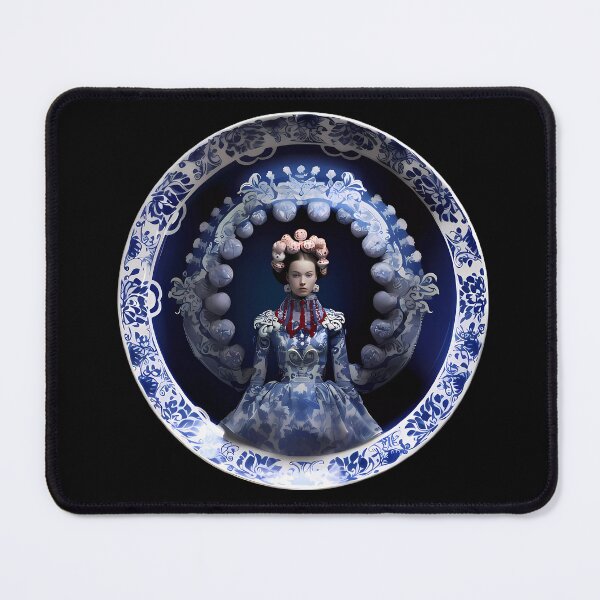 Item preview, “Timeless Elegance: Porcelain Lady and Blue Dress” designed and sold by Art-Vortex-fr.