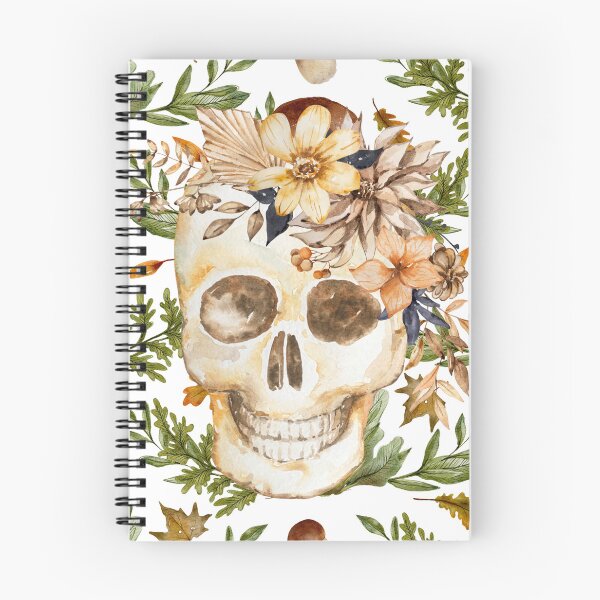 Item preview, Skull with Ferns Flowers and Mushrooms designed and sold by WildWoodlandWitch.