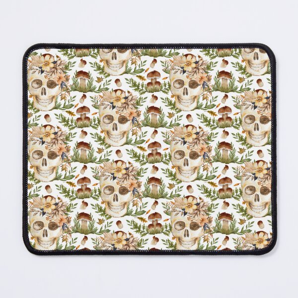 Item preview, Skull with Ferns Flowers and Mushrooms designed and sold by WildWoodlandWitch.