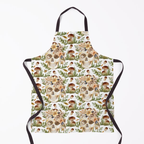 Item preview, Skull with Ferns Flowers and Mushrooms designed and sold by WildWoodlandWitch.
