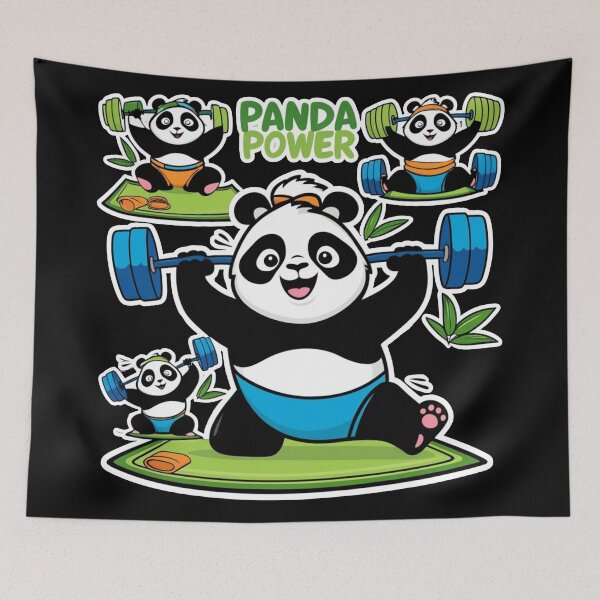 Item preview, Panda Power Workout – Cute Fitness Panda Lifting Weights designed and sold by Kashear.