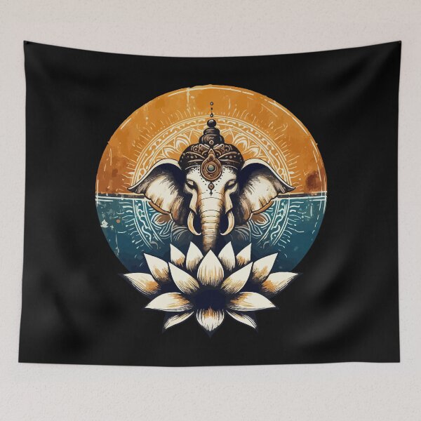 Item preview, Unique Hindu Elephant Lotus designed and sold by TomFrontierArt.
