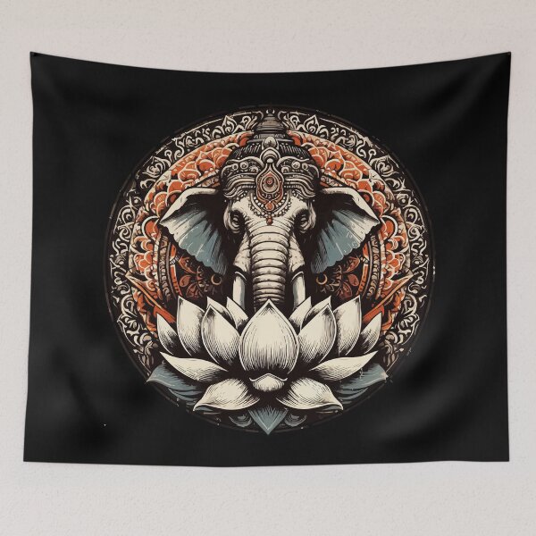 Item preview, Unique Hindu Elephant Lotus Mandala designed and sold by TomFrontierArt.