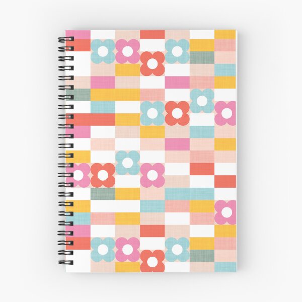 Item preview, Colourful Retro Summer Rainbow floral check pattern designed and sold by Dominiquevari.