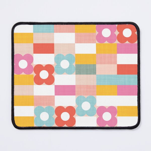 Item preview, Colourful Retro Summer Rainbow floral check pattern designed and sold by Dominiquevari.