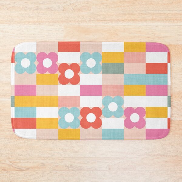 Item preview, Colourful Retro Summer Rainbow floral check pattern designed and sold by Dominiquevari.