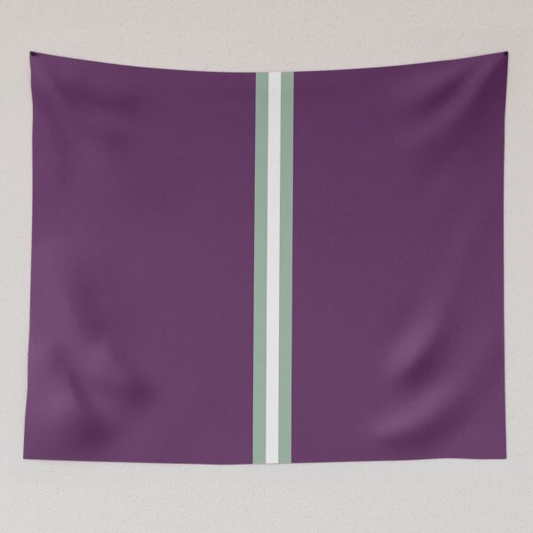 Aperçu de l'œuvre VIOLET AUBERGINE, VERT SOUDÉ ET BLANC Central Vertical 3 BANDES créée et vendue par RachelMacht.