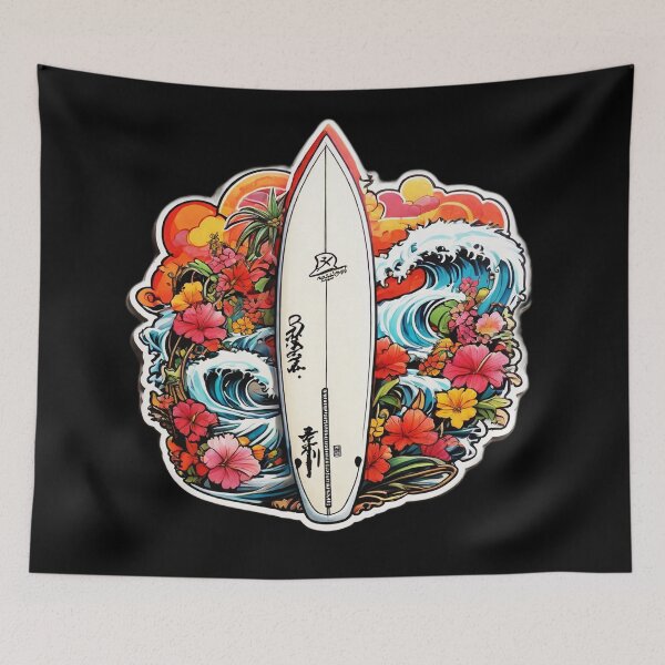 Item preview, Japanese Inspired Surfboard with Hawaii Orchids designed and sold by NautiChic.