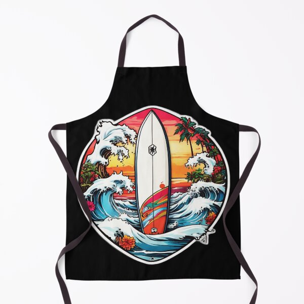 Artikelvorschau, Japanische Welle und Surfbrett mit Palmen entworfen und verkauft von NautiChic.